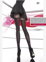 Load image into Gallery viewer, Canella 40 den Tights. Sexy tights with a hold-up imitation pattern.  Invisibly reinforced toe portion, comfortable flat seams and single-covered elastane yarn for improved durability.
